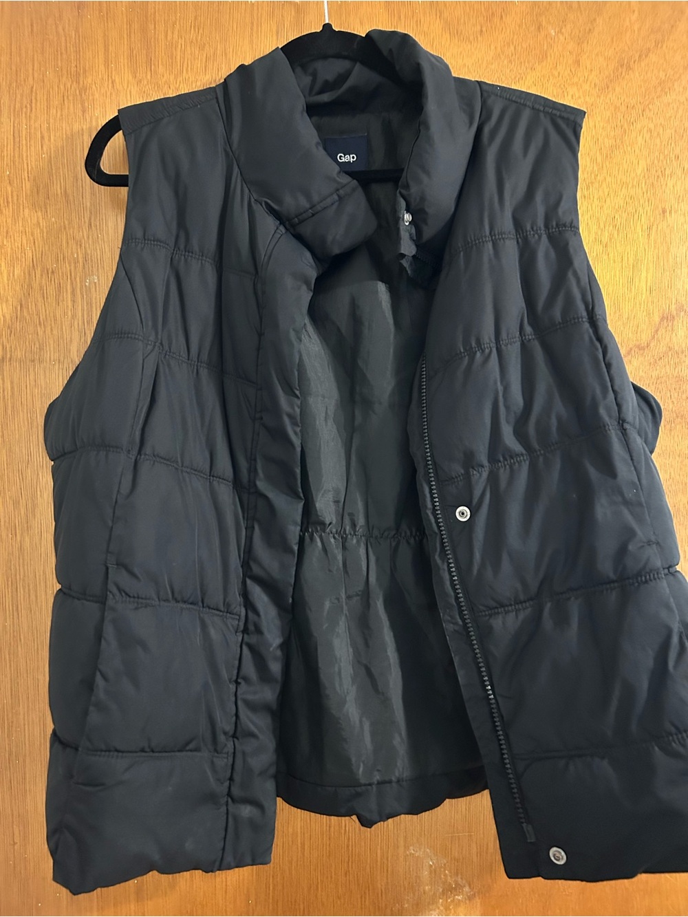 GAP Black Quilted Puffer Vest with High Collar